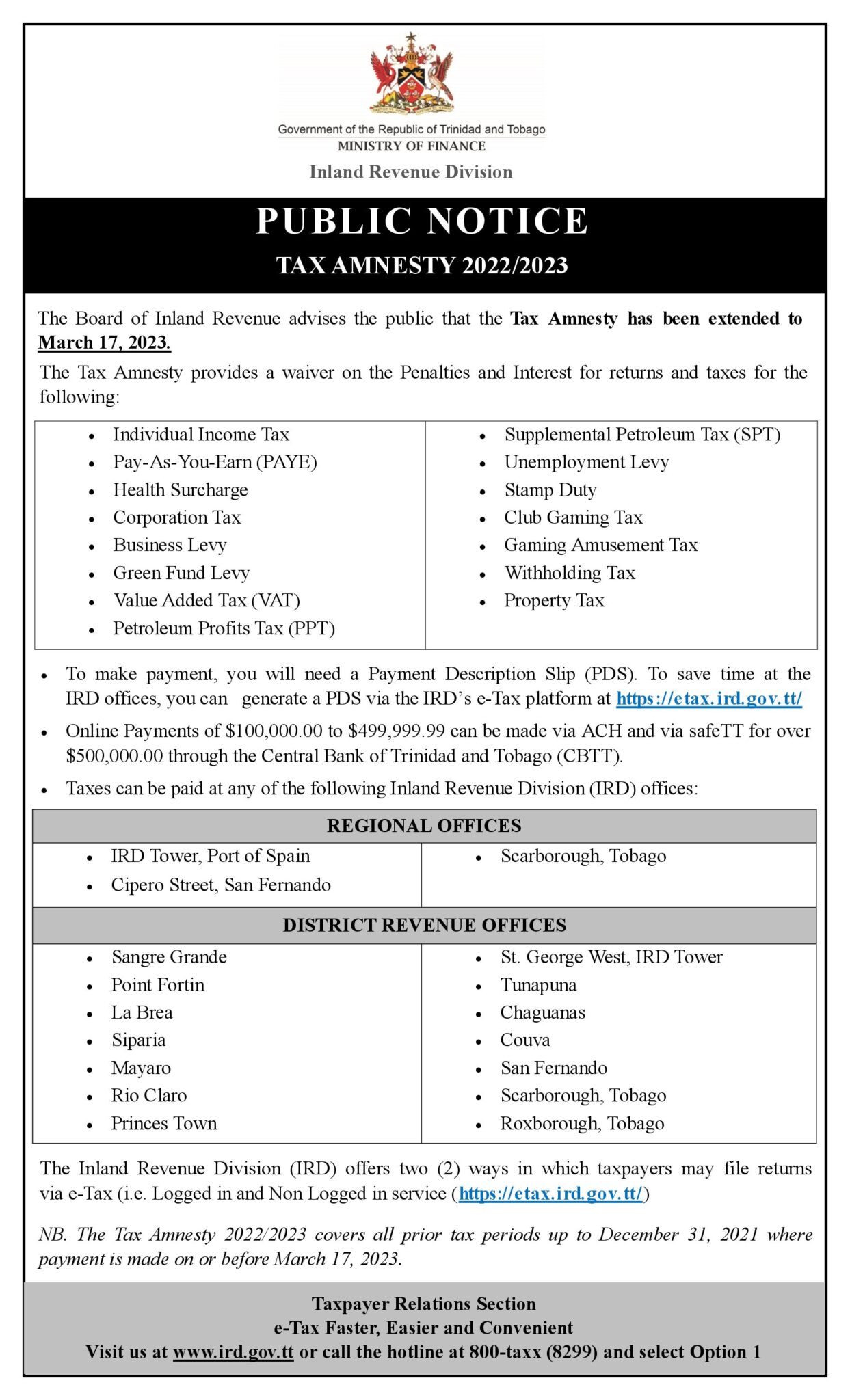 Public notice tax amnesty 2022 2023 ministry of finance