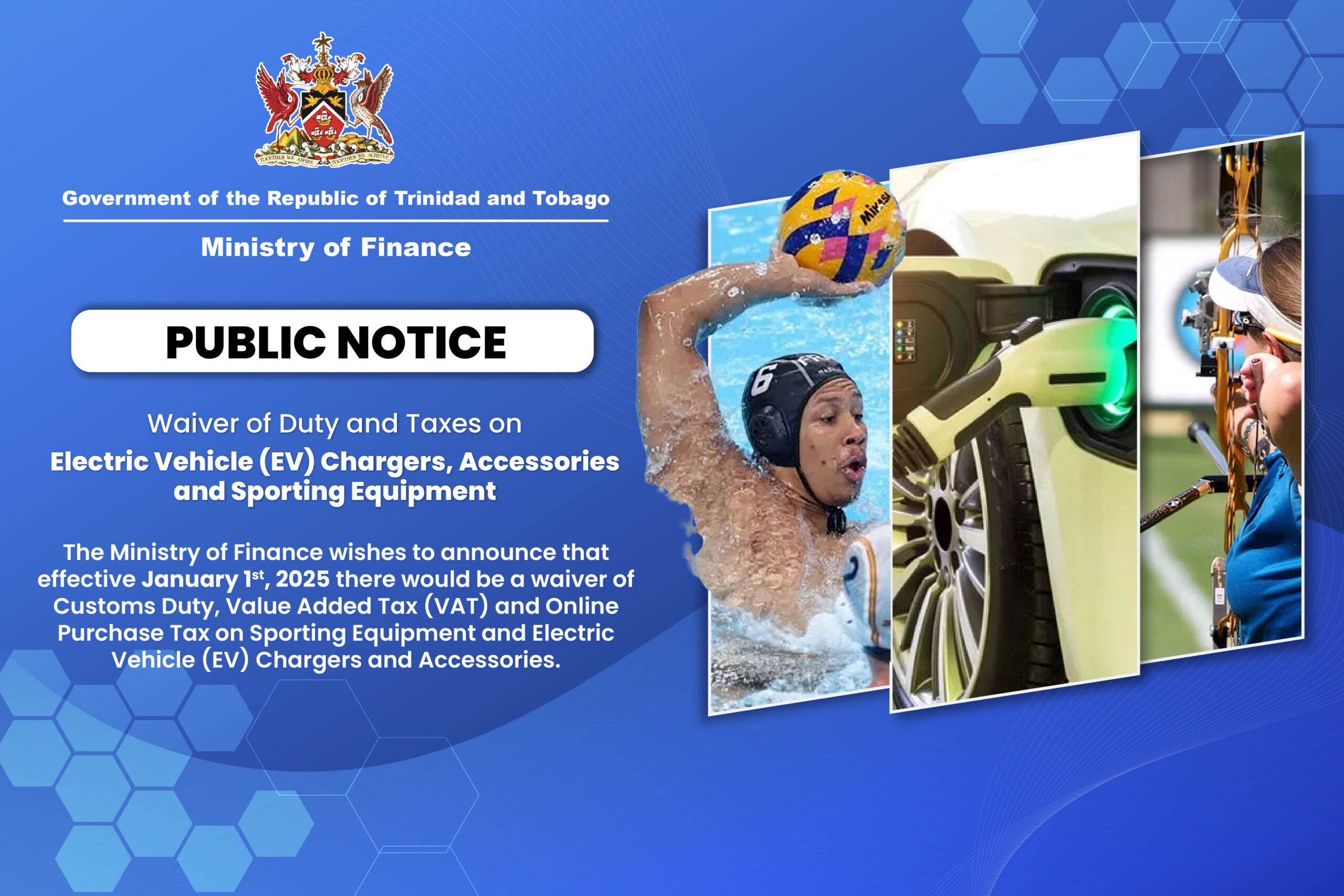 Waiver of Duty and Taxes on Electric Vehicle (EV) Chargers Accessories and Sporting Equipment