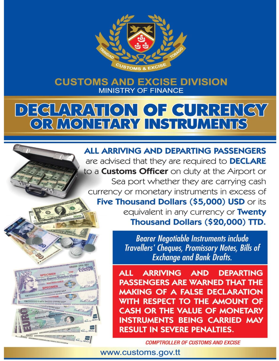 Currency Declaration Notice – Customs & Excise Division, Ministry of ...